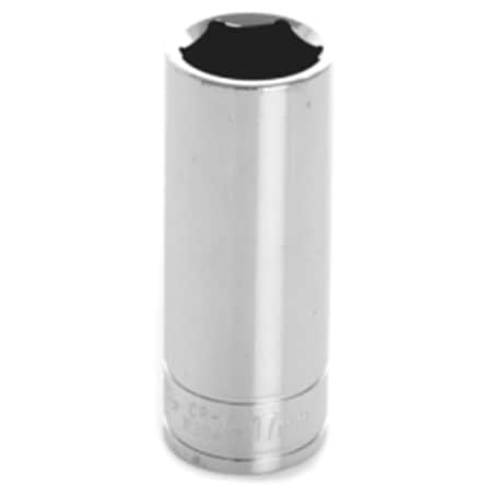 Dendesigns 0.37 in. Drive 6 Point Deep Chrome Socket, 17 mm DE324713